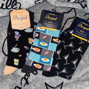 Men’s Novelty Crew Socks 3-Pairs - Food & Drinks New